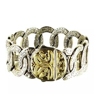 KONSTANTINO Sterling Silver 18K Yellow Gold Snake Bangle Bracelet 85.3 gram
